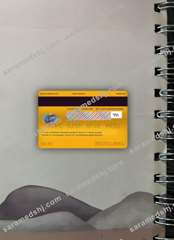 Ethiopia Bank of Abyssinia bank master card photolook back